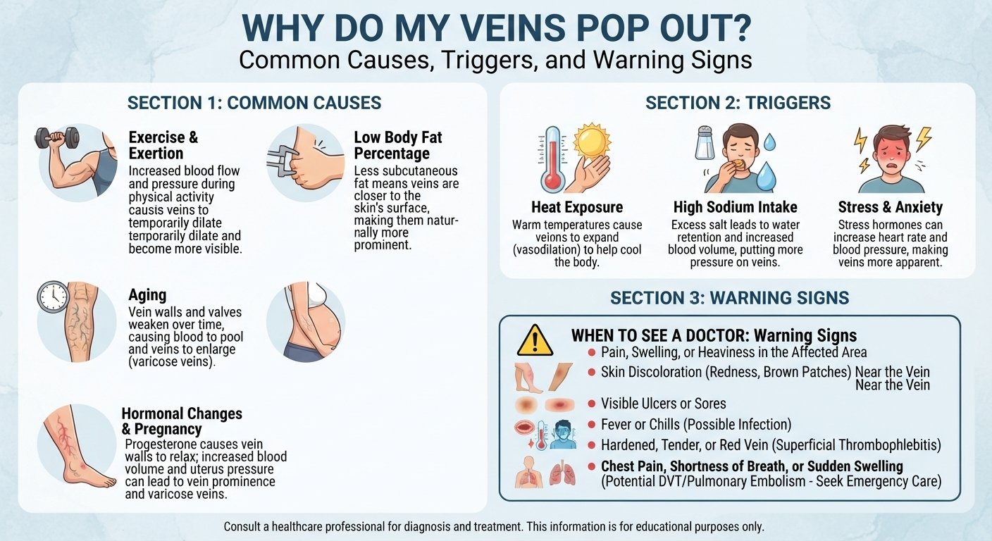 Why Do My Veins Pop Out? Common Causes, Triggers, and Warning Signs