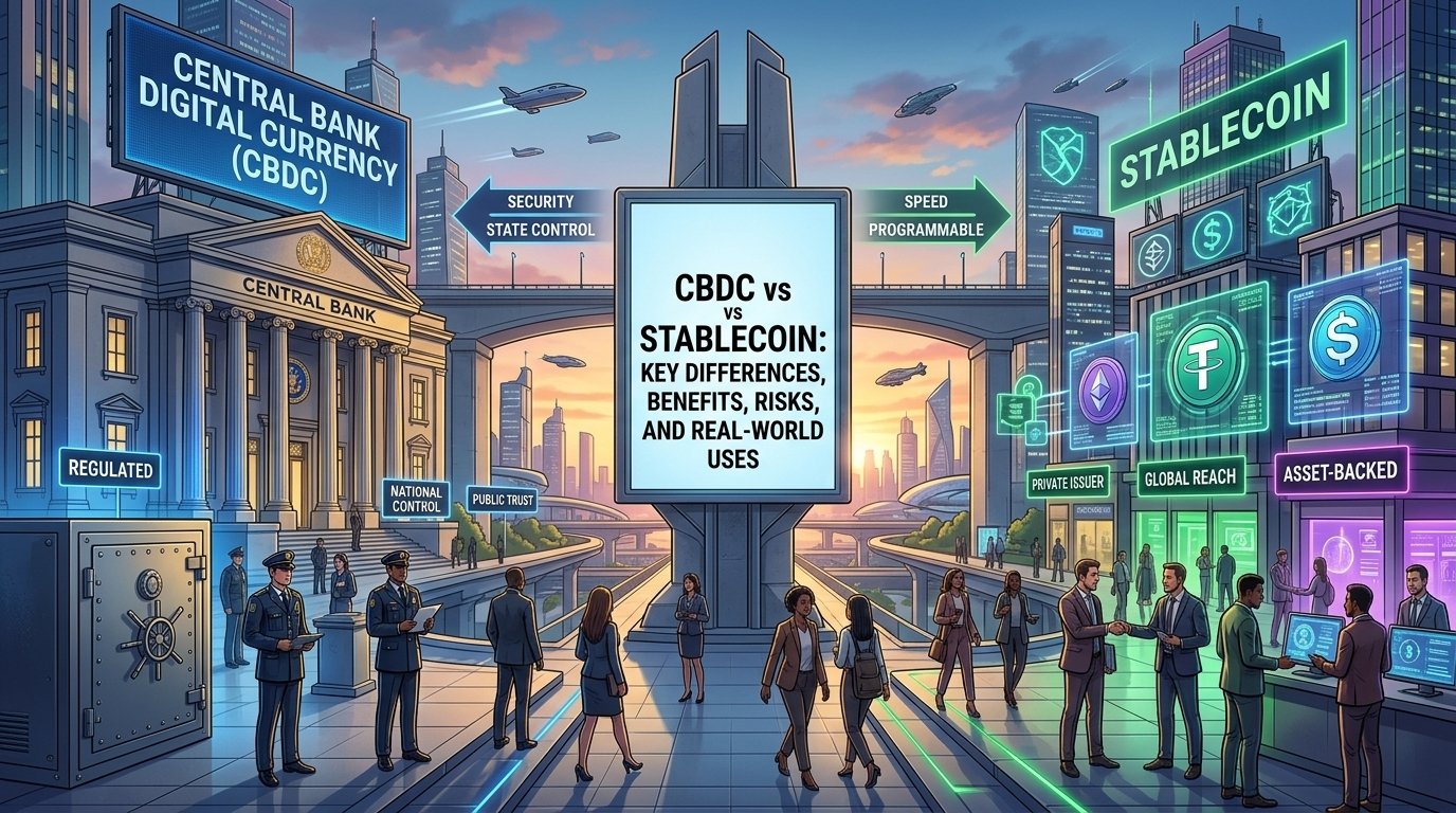 CBDC vs Stablecoin Key Differences, Benefits, Risks, and Real-World Uses